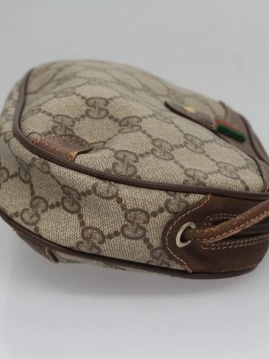 GUCCI GG Supreme Web Sherry Line Shoulder Bag PVC Beige Red Auth 99180 - Picture 3 of 15